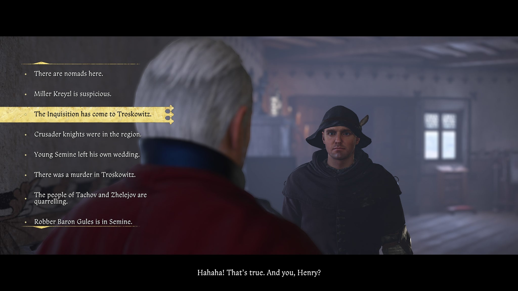 Henry recounting his findings at Nebakov during the Back in the Saddle quest in Kingdom Come Deliverance 2. - 10