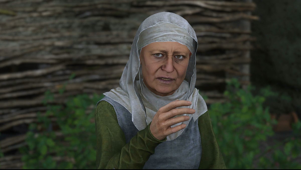The herb woman, Bozhena, asking Henry to find her missing daughter during the Bad Blood quest in Kingdom Come Deliverance 2. - 1