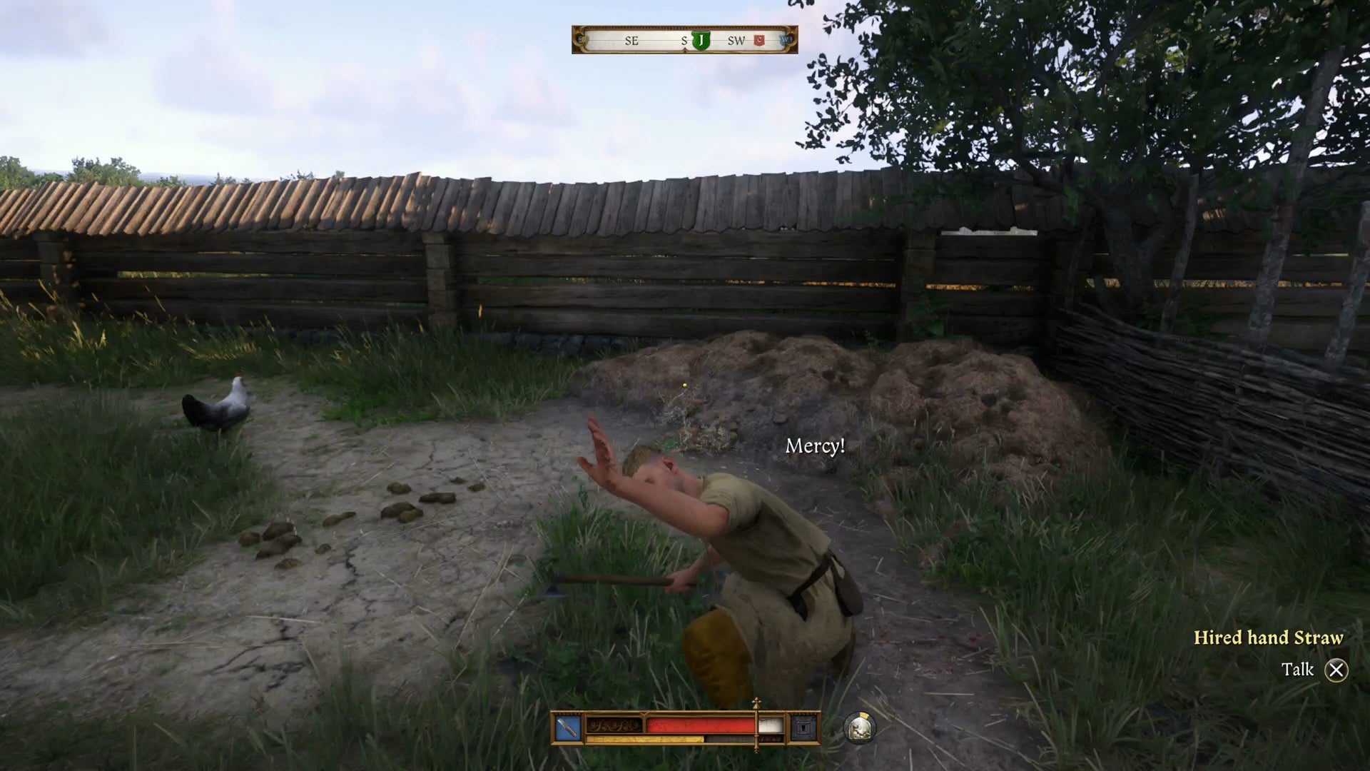 Straw the farm hand begging for mercy during the Bad Blood quest in Kingdom Come Deliverance 2. - 9