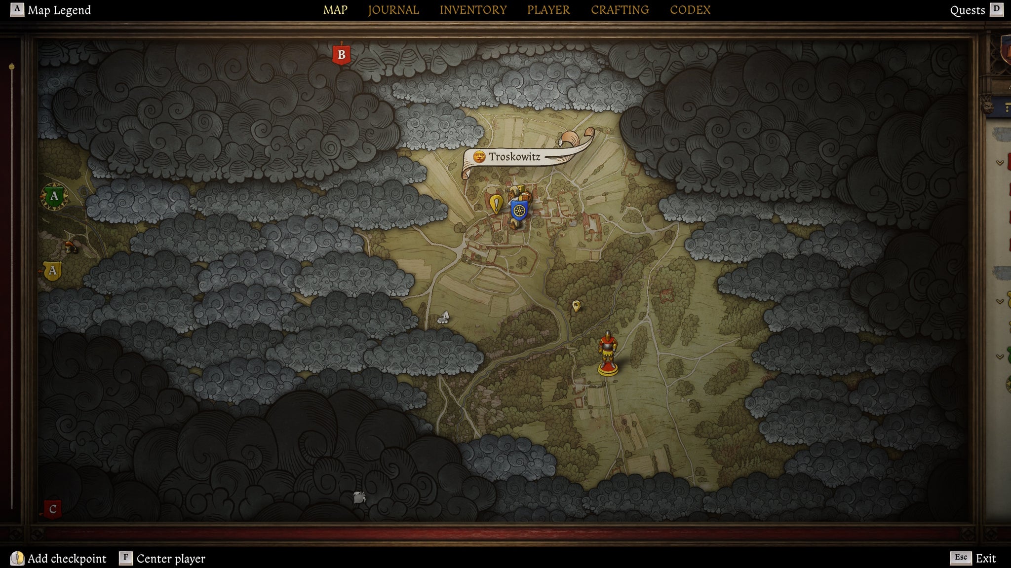 A zoomed-out map image showing belladonna locations near Troskowitz in Kingdom Come Deliverance 2 - 3