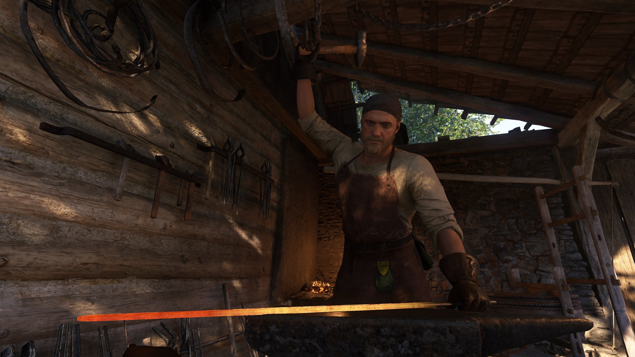 Blacksmith Radovan forges a sword in Kingdom Come: Deliverance 2. - 1