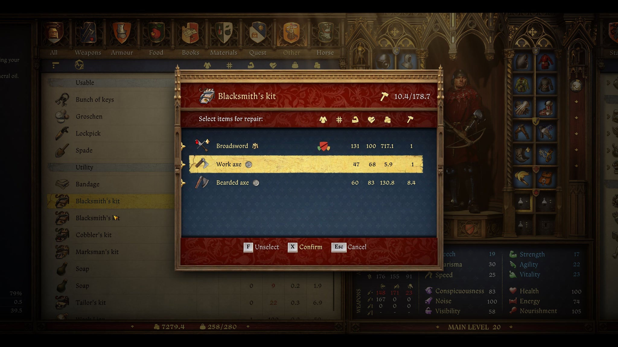 The Blacksmith's Kit screen in Kingdom Come: Deliverance 2. - 6