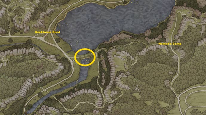A map image showing the Drowner’s Treasure Map location