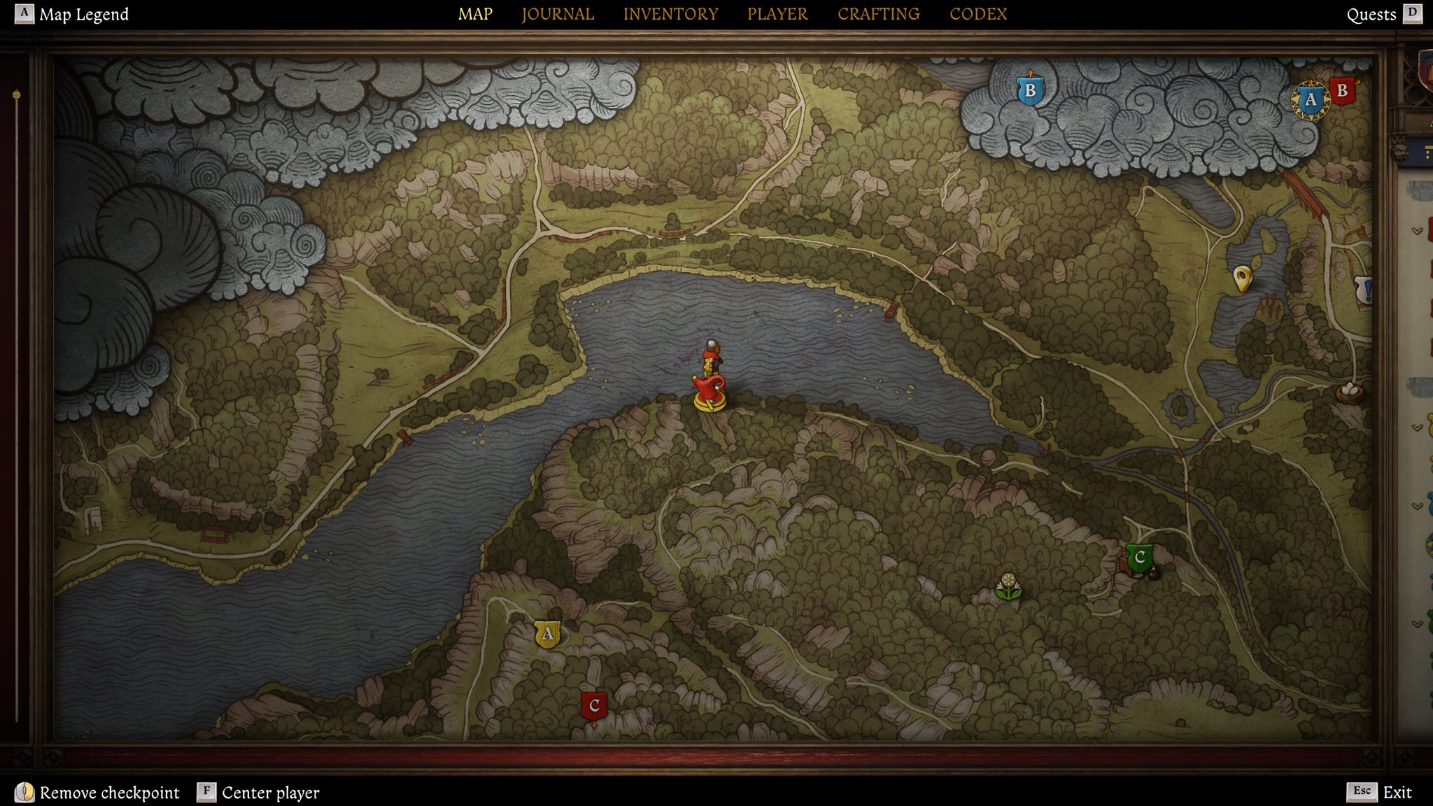 A map showing where to find the Drowner's Treasure in KCD 2 - 4