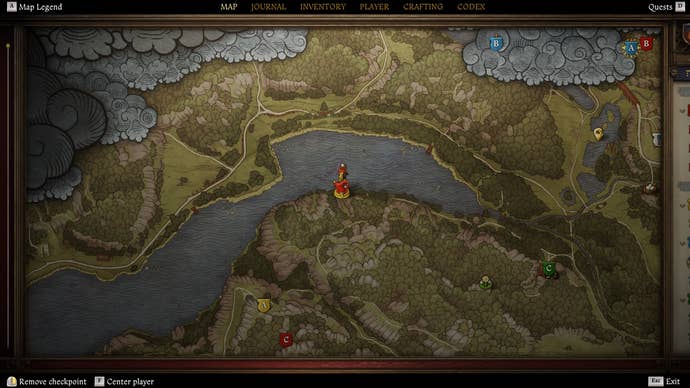 A map showing where to find the Drowner’s Treasure in KCD 2