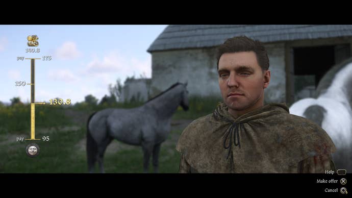 Henry haggling over the price of a horse in Kingdom Come Deliverance 2.