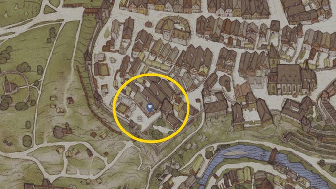 Map photo showing where to find Kuttenberg Black Horse Tavern at Kingdom Come Deliverance 2 in the field of underground