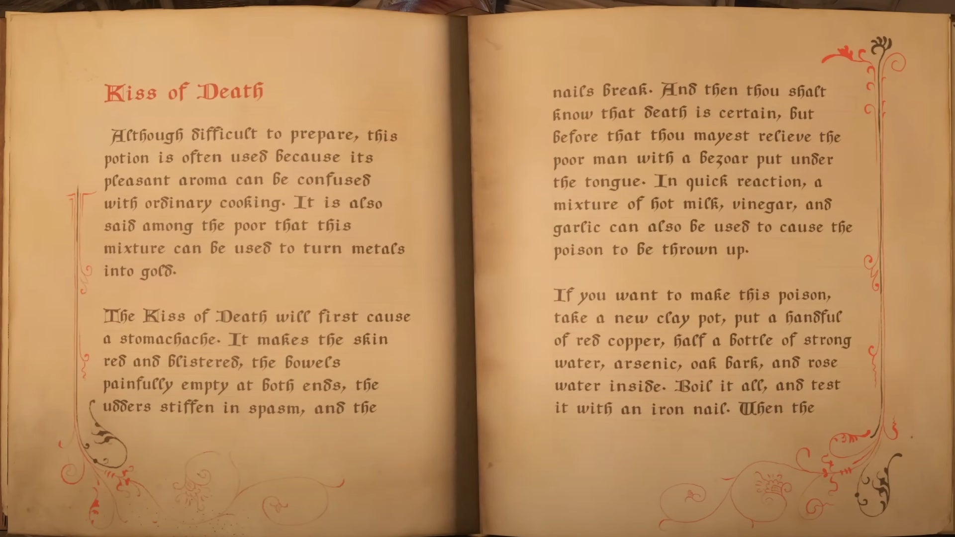 Musa's poison almanac opened to Kiss of Death in Kingdom Come Deliverance 2's The Lion's Den quest - 11