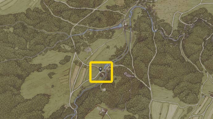 A map showing Old Lhota in Kingdom Come Deliverance 2’s The Lion’s Den quest