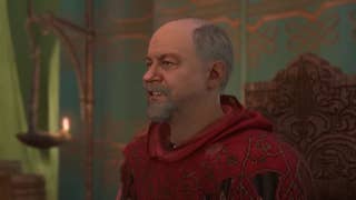 Katz with a goofy smile on his face in Kingdom Come Deliverance 2's The Lion's Den quest