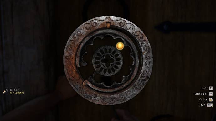 The lockpicking minigame in Kingdom Come: Deliverance 2.