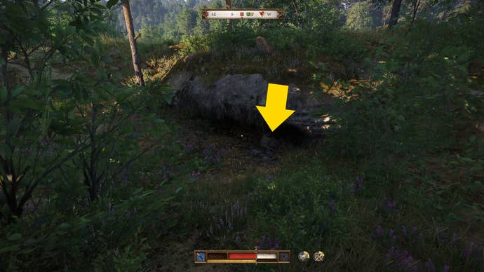 Henry looks at the treasure from the map left by the deceased in Kingdom Come Deliverance 2