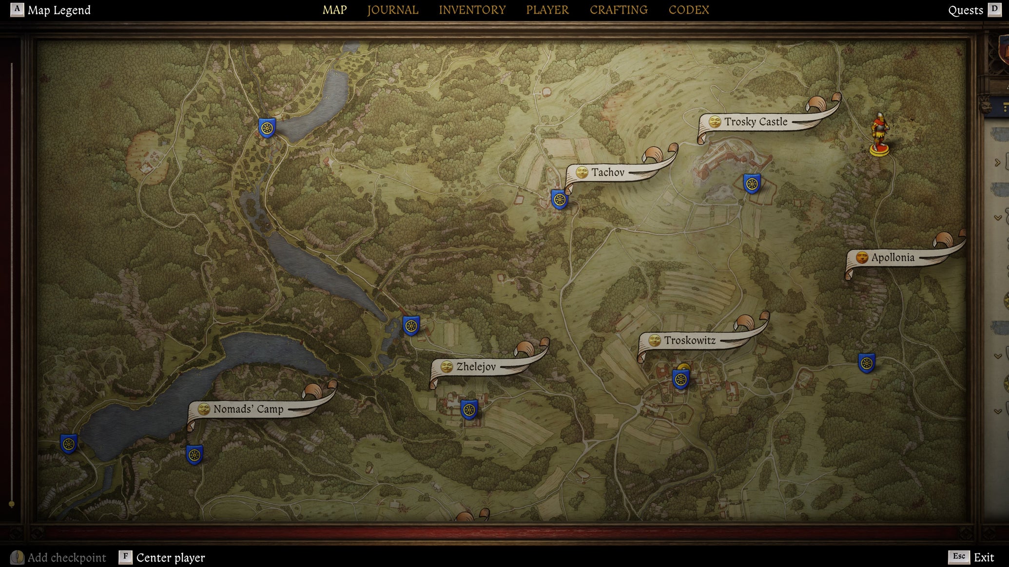 A section of the Kingdom Come: Deliverance 2 map of Trosky. - 1