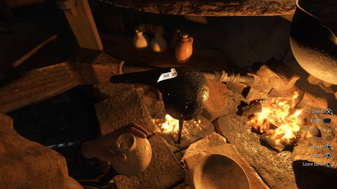 Henry distilling a phial of Mintha perfume in Kingdom Come Deliverance 2.