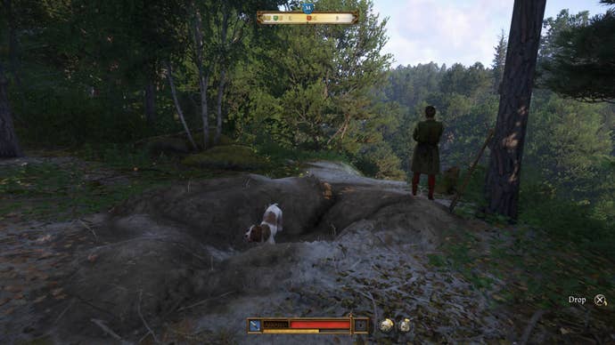 Tibor standing over a grave in the Miri Fajta quest in Kingdom Come Deliverance 2.