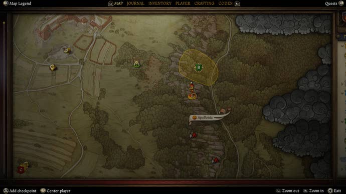 A map screen showing the location of Marika’s hideout in the Miri Fajta quest in Kingdom Come Deliverance 2.