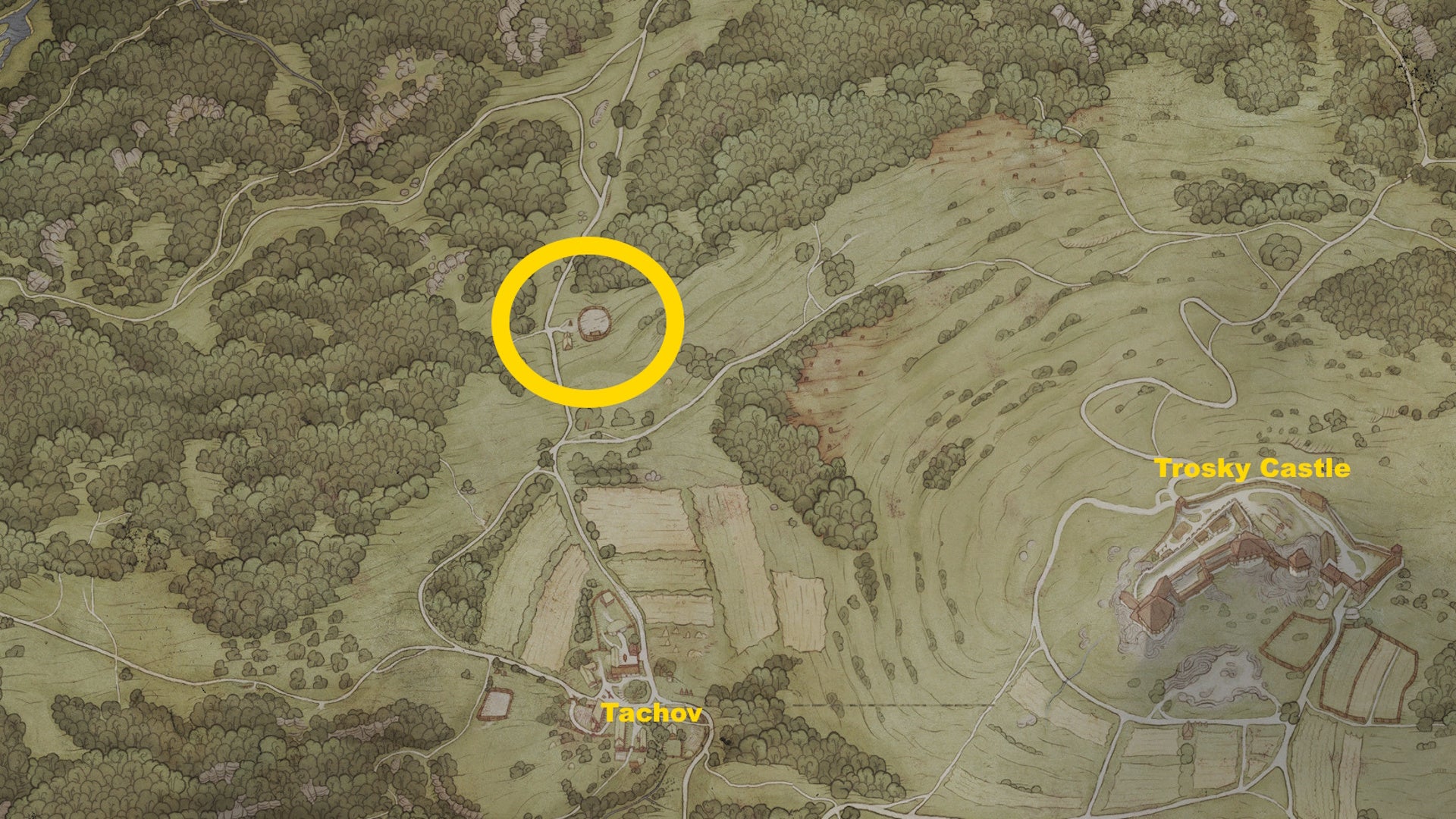 A map image showing where to find Siegfried the shepherd in KCD 2's Mutt quest - 4
