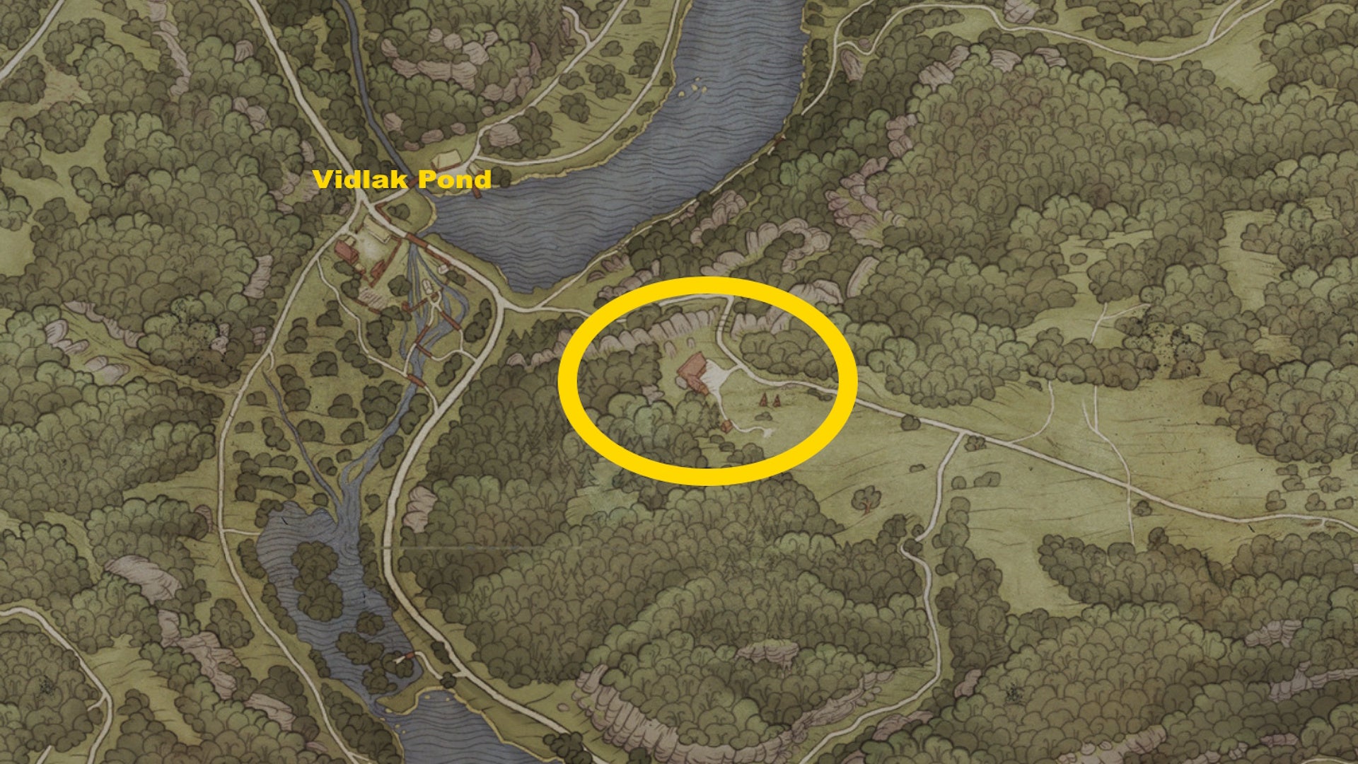 A map image showing where to find the gamekeeper in KCD 2's Mutt quest - 5