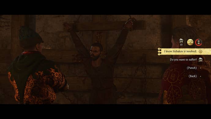 Henry uses persuasion to interrogate the prisoner during the necessary evil task in the Kingdom of Come Deliverance 2.