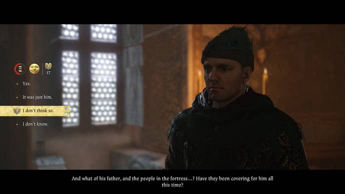 Henry wonders whether to tell Lord von Bergow from betrayal of Lord Seine during the necessary bad task in the Kingdom of Come Delivance 2.