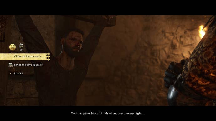 Henry interrogating the prisoner during the necessary evil task in the Kingdom of Come Come Deliverance 2.