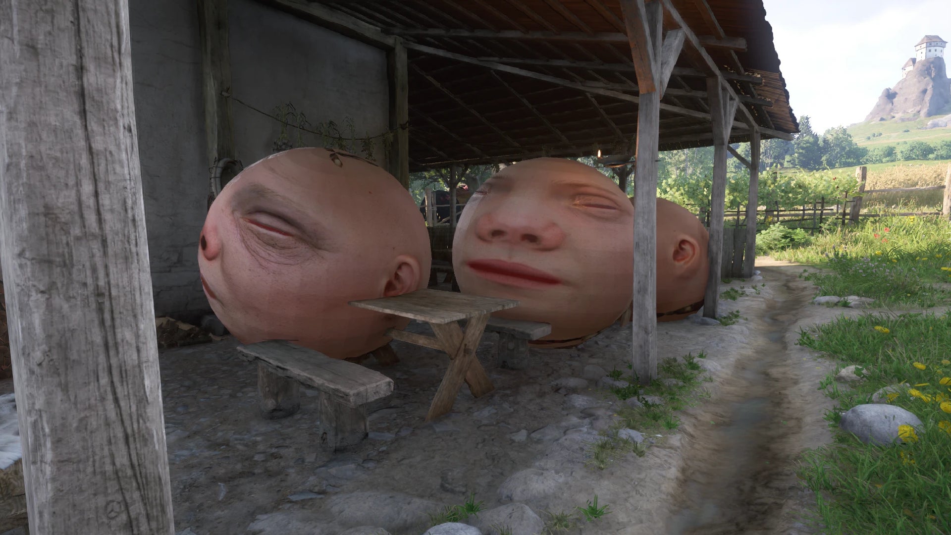 A bunch of human flesh spheres in Kingdom Come Deliverance 2.