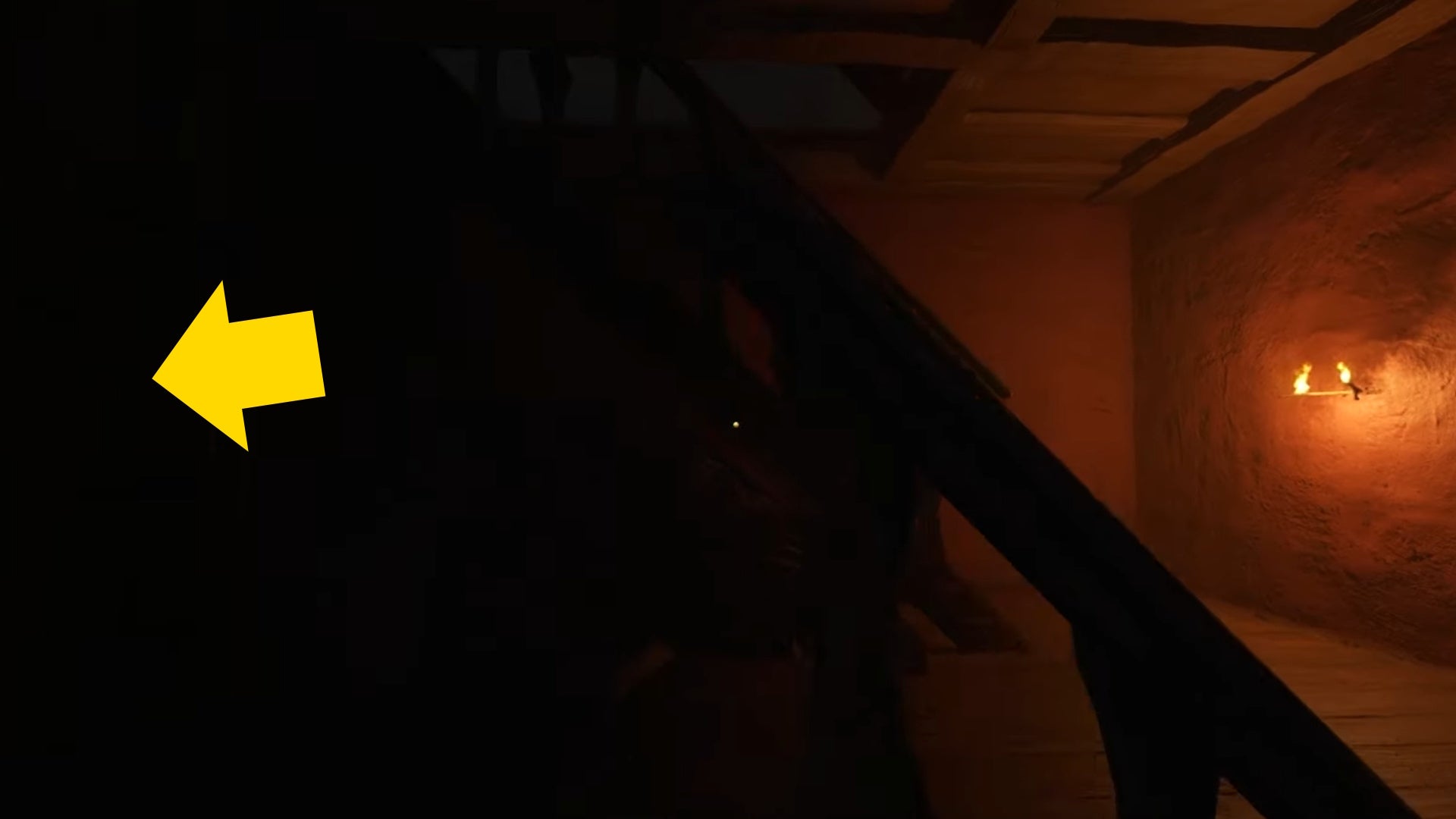 An arrow pointing to a hidden door in Kingdom Come Deliverance 2's Storm quest - 4