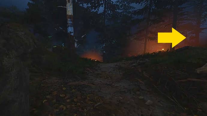 An arrow pointing a safe path through the guards in Kingdom Come Deliverance 2’s Storm quest