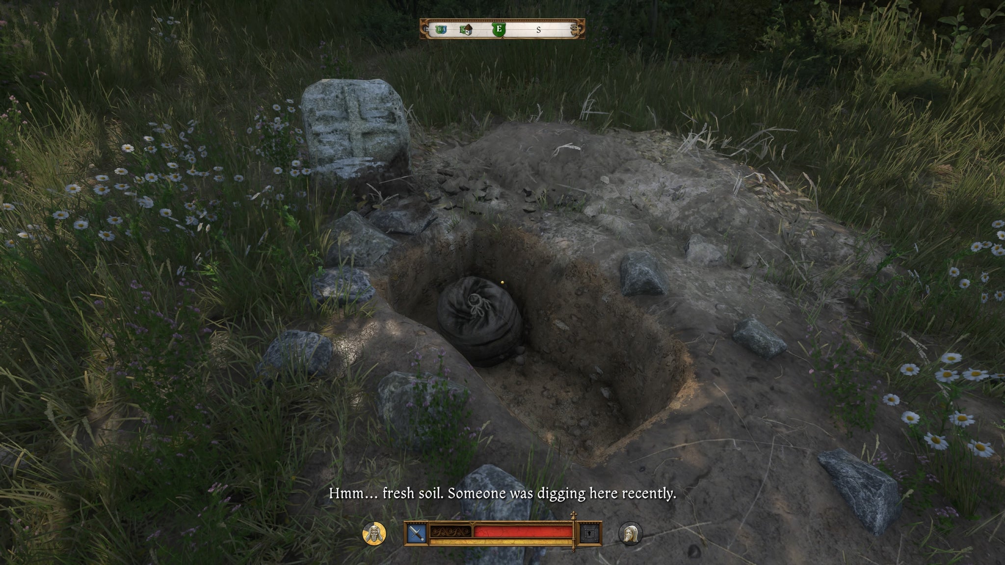 A hidden stash next to a conciliatory cross during The Hermit quest in Kingdom Come Deliverance 2. - 5