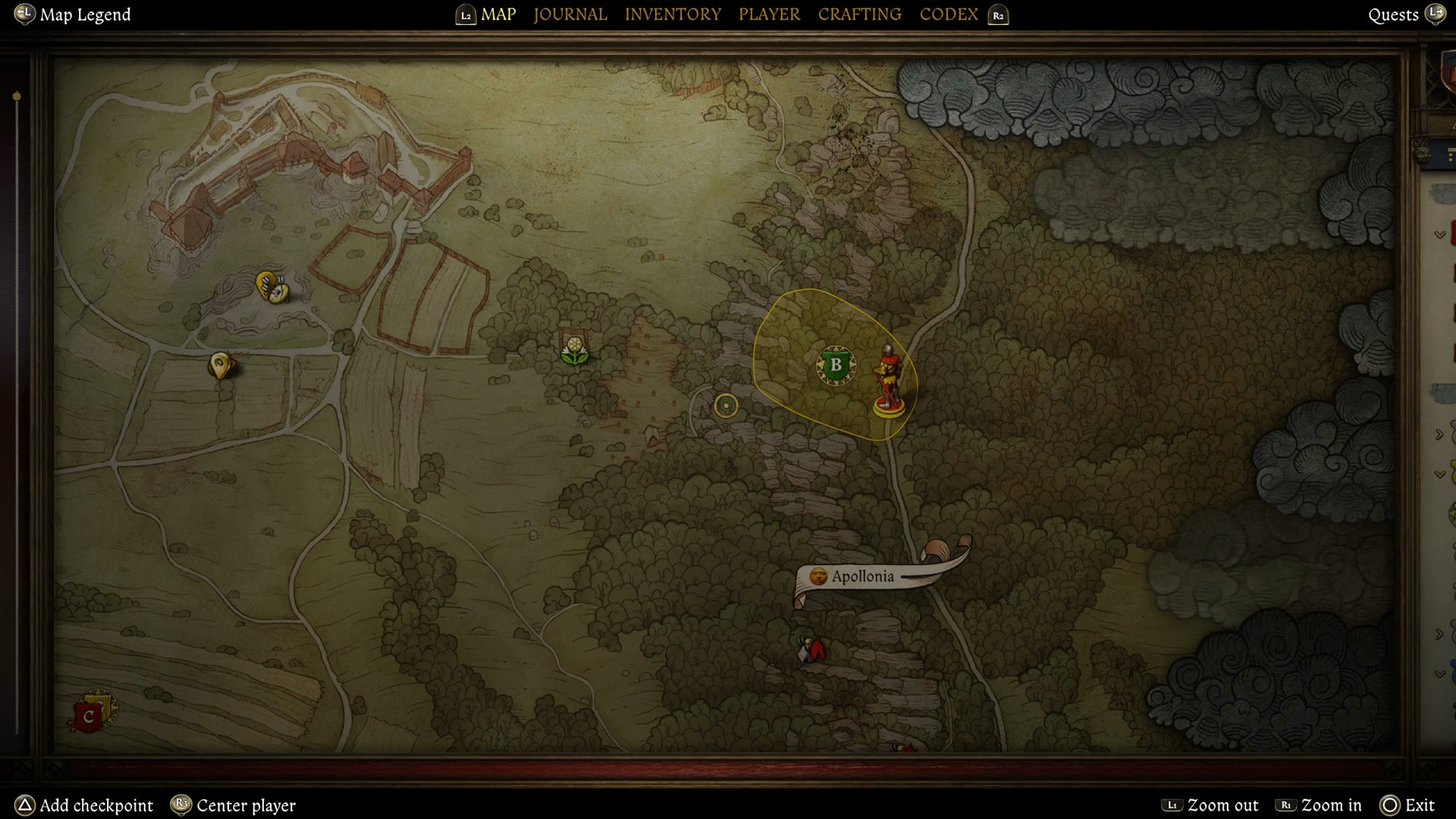 A map screen showing the location of the Hermit's shack in Kingdom Come Deliverance 2. - 6