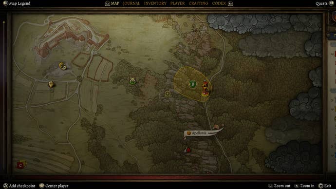 A map screen showing the location of the Hermit’s shack in Kingdom Come Deliverance 2.