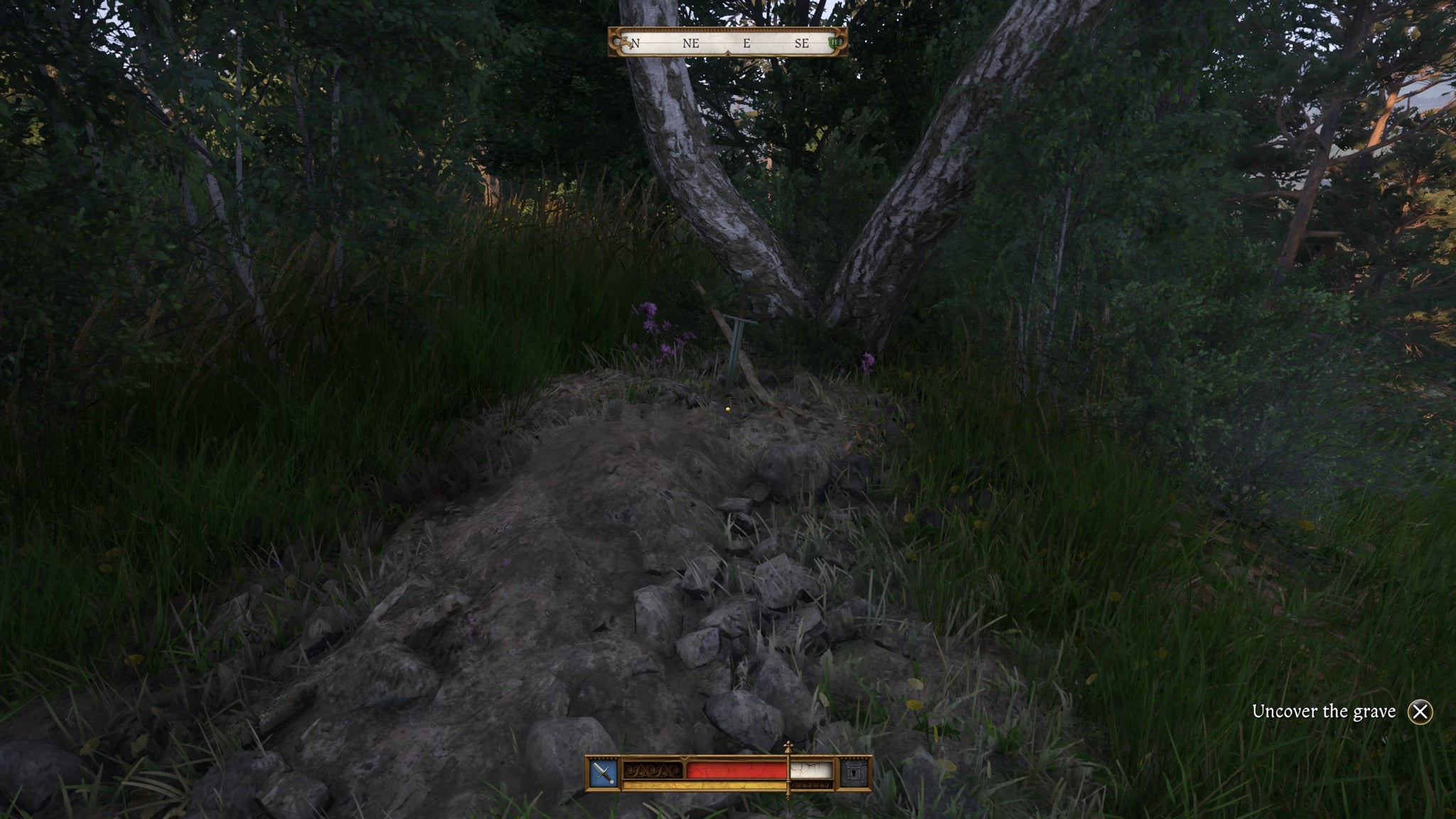 The Hermit's sword sticking out of a freshly dug grave in Kingdom Come Deliverance 2. - 15