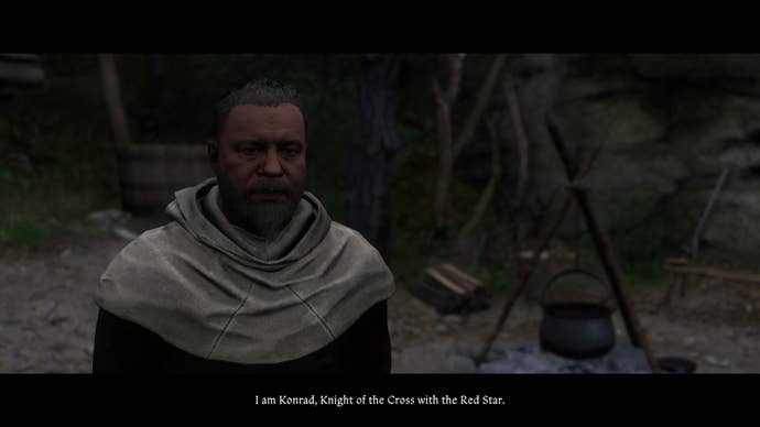 Henry speaking to the Hermit in Kingdom Come Deliverance 2.