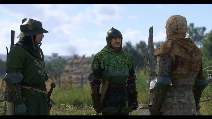 Henry speaking to Lord Semine and Captain Gnarly during The Jaunt in Kingdom Come Deliverance 2.