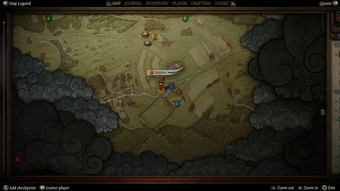 A map screen showing the location of The Jaunt in Kingdom Come Deliverance 2.