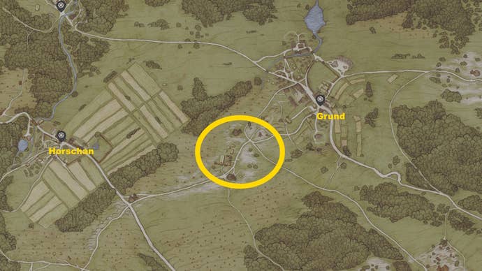 A map showing where to find the silver mine in Kingdom Come Deliverance 2’s Via Argentum quest