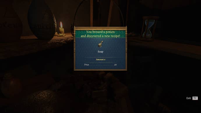 The player in Kingdom Come: Deliverance 2 successfully brews a potion and learns a new recipe.