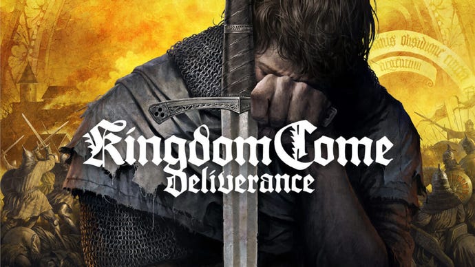Artwork for Kingdom Come Deliverance showing a medieval fantasy-style character holding a sword.