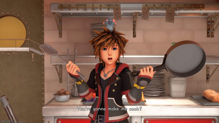 Sora says ‘you gonna make me cook?’ in Kingdom Hearts 3.