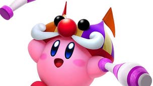 Kirby Triple Deluxe video shows various hats, levels, train munching 