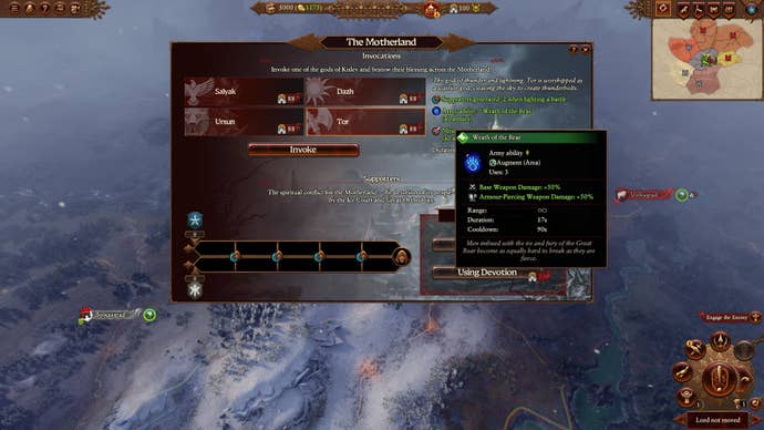 Many of Kislev’s unique mechanics in Total War: Warhammer 3 are accessed via the ‘Motherland’ tab.