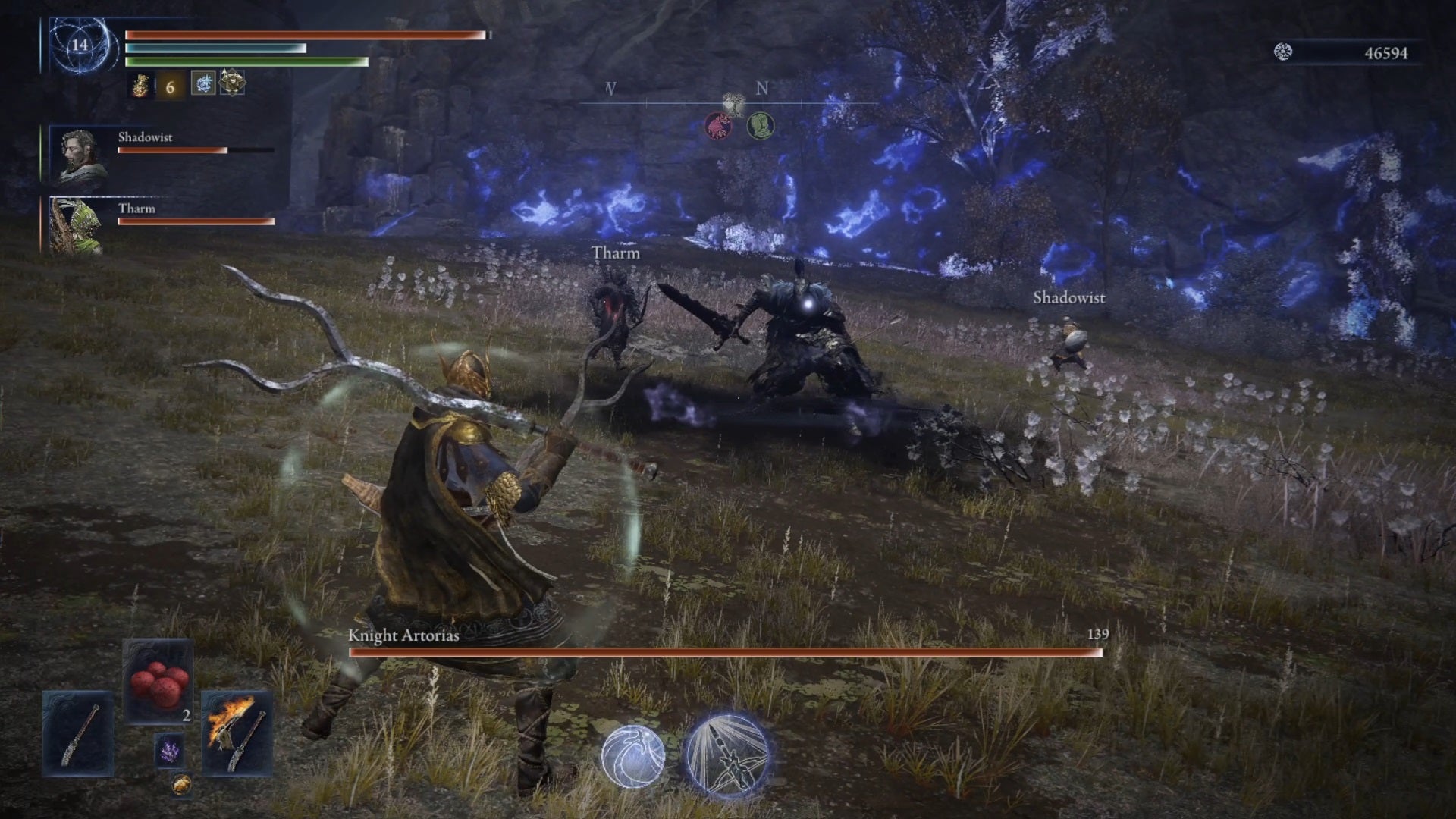 A group of Nightfarers surround Knight Artorias in this fight from the Elden Ring Nightreign DLC. - 47