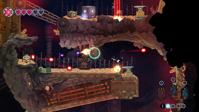 A witch does battle in tight tunnels inside a forge in The Knight Witch