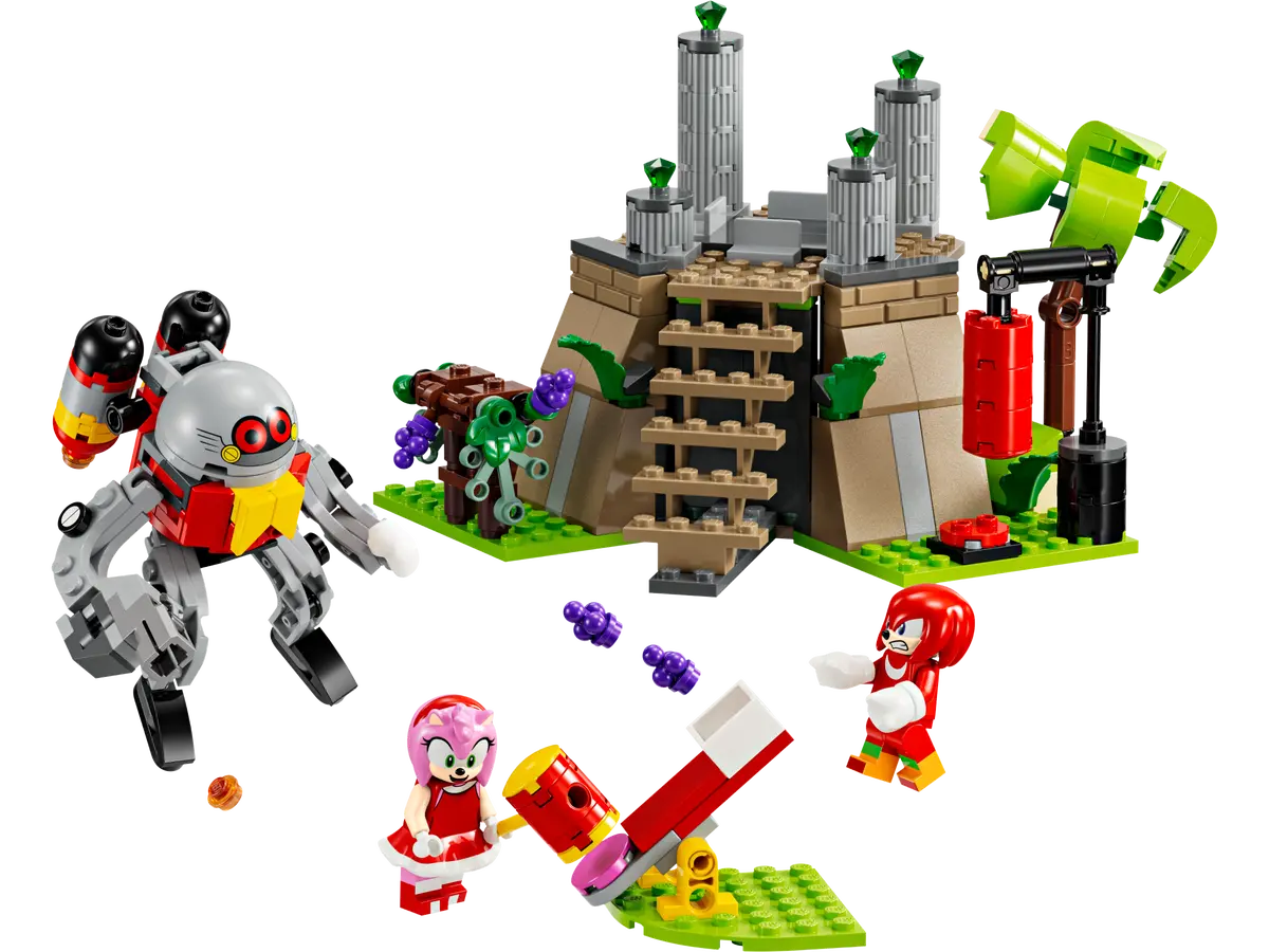 Image of Knuckles and the Master Emerald Shrine set with Knuckles and Amy figures and temple-like structure