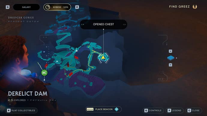 Part of the Koboh map in Jedi: Survivor.