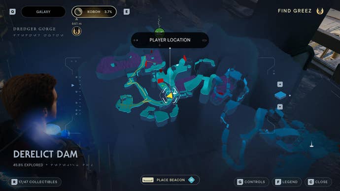 Part of the Koboh map in Jedi: Survivor.