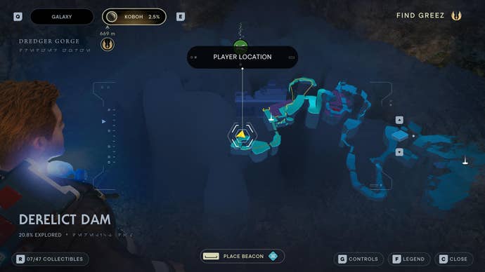 Part of the Koboh map in Jedi: Survivor.