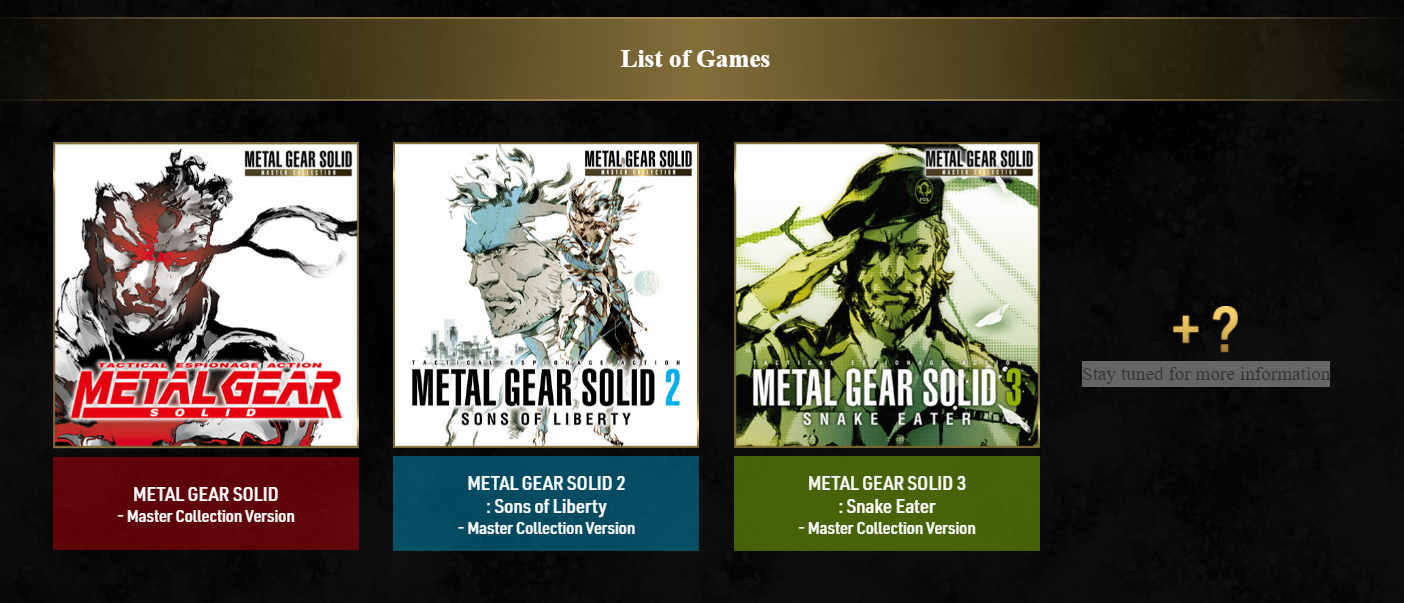 Konami Metal Gear Solid Collection website