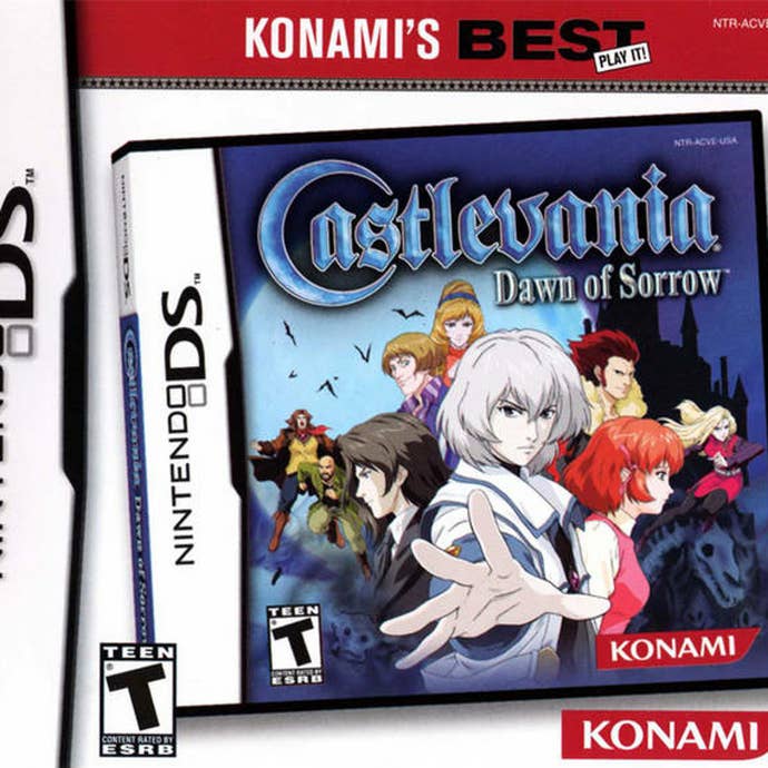 Konami's infamous box art for the Greatest Hits reprint of Castlevania: Dawn of Sorrow for Nintendo DS, which features a 'box within a box'.