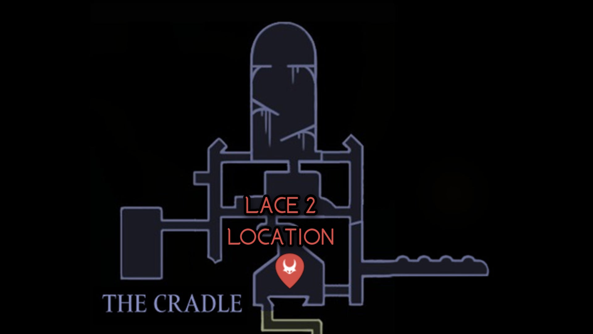 A map showing the location of the second fight with Lace in Hollow Knight: Silksong. - 64